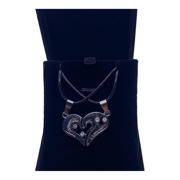 His Her Lovers Husband Wife Couples Silver I Love You Heart Necklaces Set - Picture 2 of 8